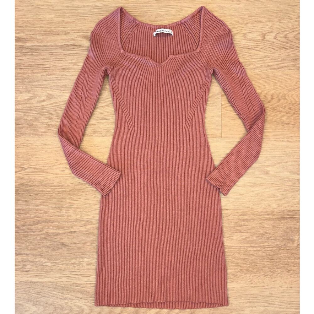 Abercrombie & Fitch mauve pink ribbed long sleeve sweater dress womens size XS